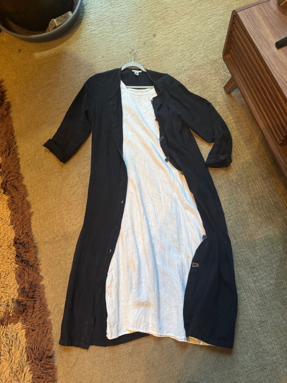 2 piece Linen JJill jacket over white linen slip dress